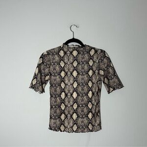 Caution To The Wind Brown Snake Print Top